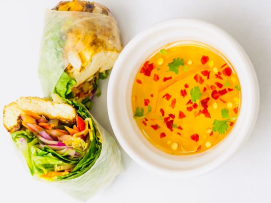 Tofu Spring Rolls with Nusia Sweet Chili Garlic Sauce